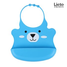 [Lieto_Baby] Baby Bibs _ Teddy Bear Silicon Infant Bibs Easy-Wipe Clean Comfortable Infant Bib _ Made in Korea